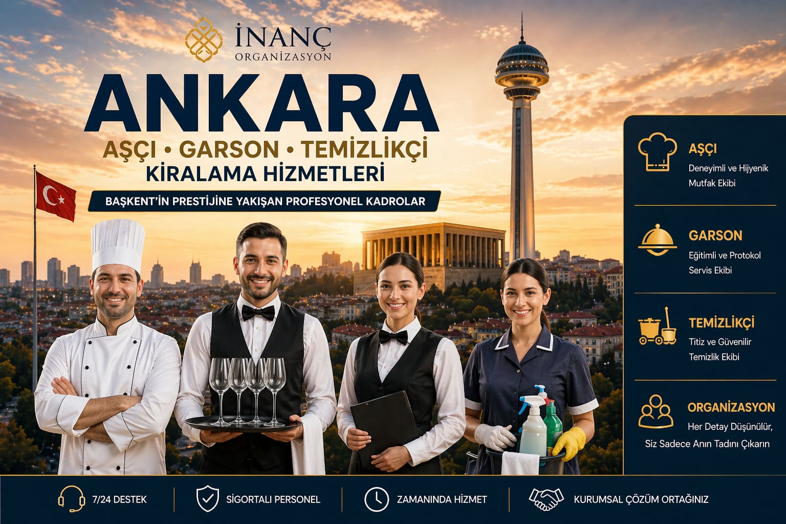 Ankara aşçı garson temizlikçi kiralama fiyat