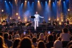 Konser organizasyonunda canlı sahne, sanatçılar ve seyirci